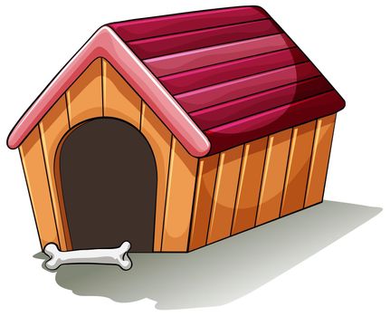 A wooden doghouse on a white background