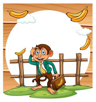 Poster of a monkey in formal attire thinking how to get bananas
