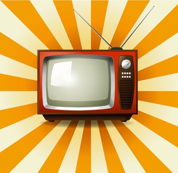 Retro television with starburst illustration