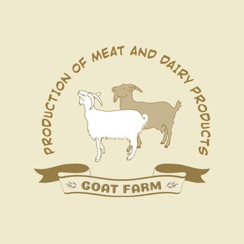 Domestic goats, emblem for a goat farm. For use in advertising a goat farm.