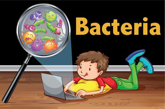 Bacteria on computer laptop illustration