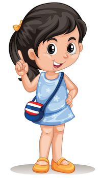 Thai girl with handbag illustration