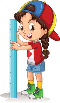 Canadian girl with measuring ruler illustration