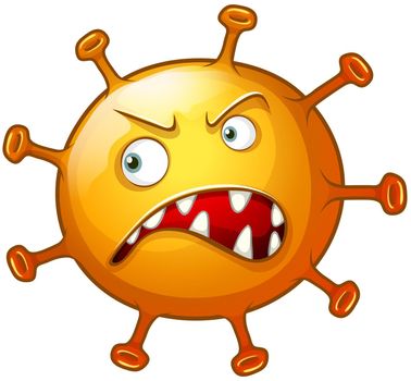 Bacteria with angry face illustration