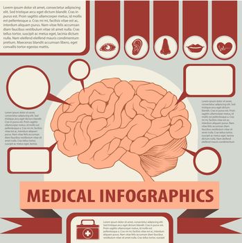 Medical infographics with brain and text illustration