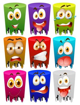 Facial expression on color tubes illustration