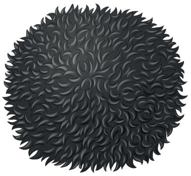 Black fluffy ball on white illustration
