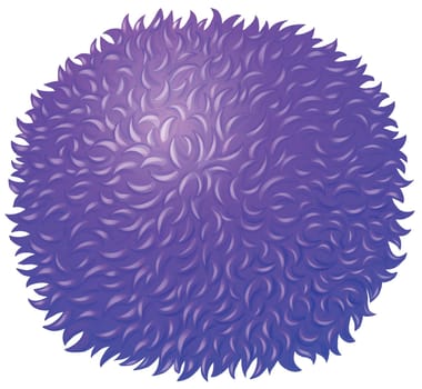 Purple fluffy ball on white illustration