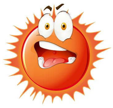 Sun with uncomfortable facial expression illustration