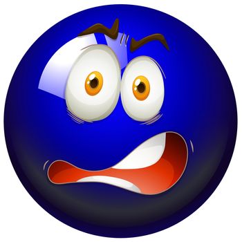 Facial expression on blue ball illustration