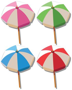 Umbrella in four colors illustration