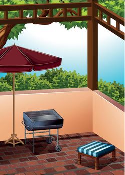 Barbecue area at the terrace illustration