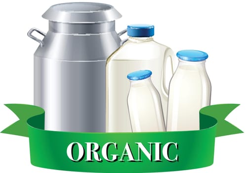 Fresh organic milk in bottles illustration
