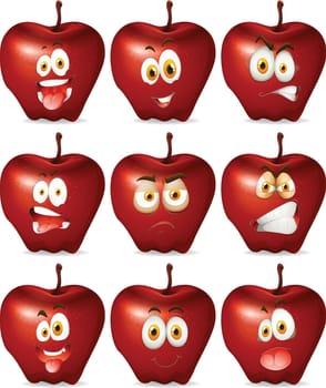 Red apple with facial expression illustration