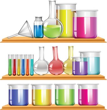 Lab equipment filled with chemical illustration