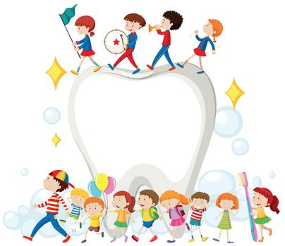 Children and clean teeth illustration