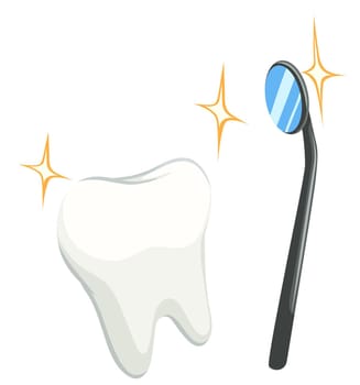 Cleaned tooth and mirror illustration