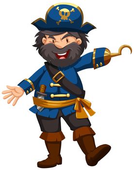 Pirate in blue clothing illustration