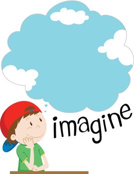 Boy with imagination bubble illustration