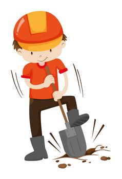 Man digging hole on the ground illustration