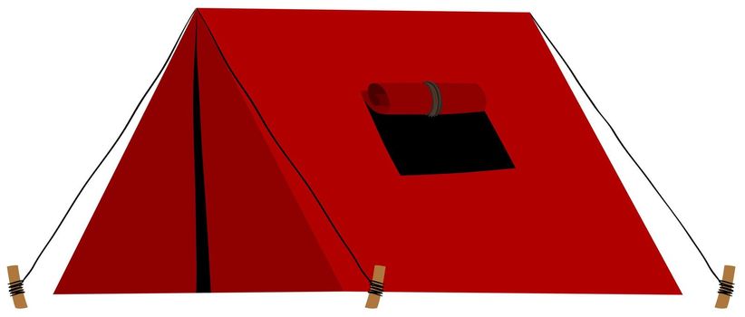 Red tent with folded window illustration