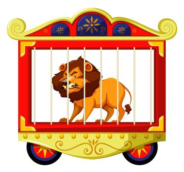 Lion in circus cage illustration