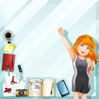 Businesswoman and other accessories illustration