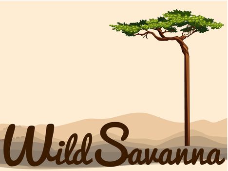 Wild Savanna with tree in the field illustration