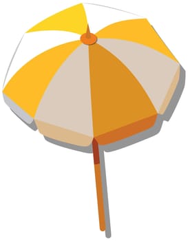 Single umbrella with yellow and white striped illustration