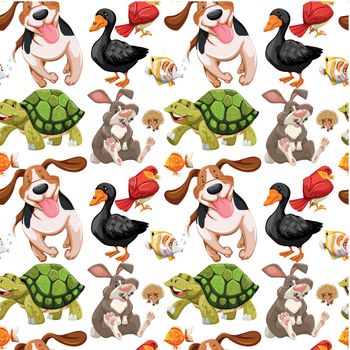 Seamless background with many animals illustration