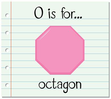 Flashcard letter O is for octagon illustration