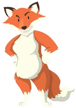 Fox with red fur standing illustration