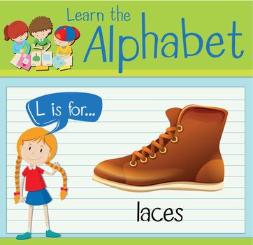 Flashcard letter L is for laces illustration