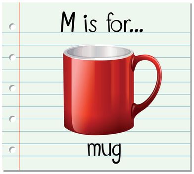 Flashcard letter M is for mug illustration