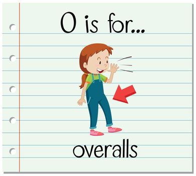 Flashcard letter O is for overalls illustration