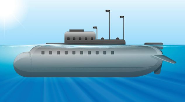 Submarine under the ocean illustration
