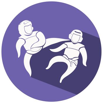 Taekwondo icon on round badge illustration