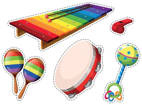 Sticker set of musical instrument illustration