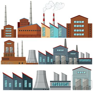 Set of factory buildings illustration