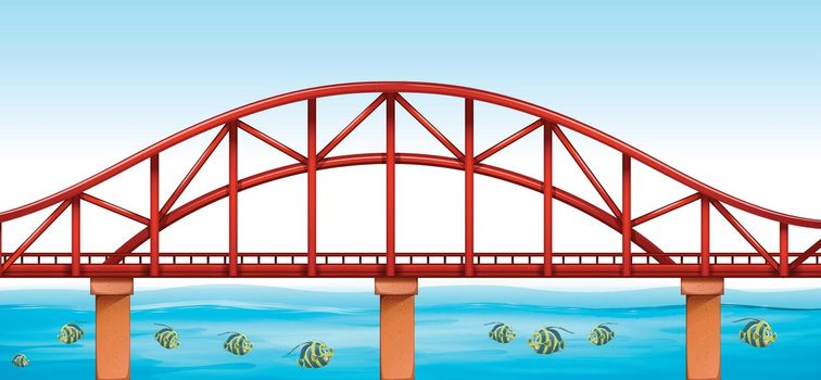 Scene with bridge over the ocean illustration