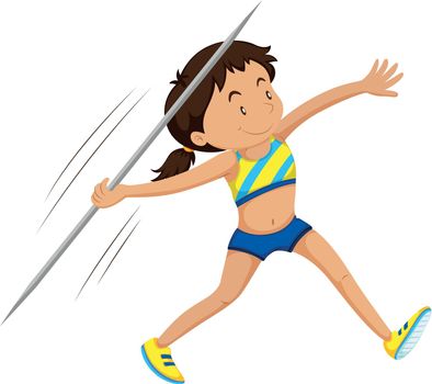 Woman athlete doing javelin illustration