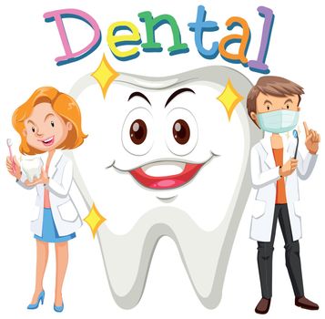 Dentists and clean tooth illustration