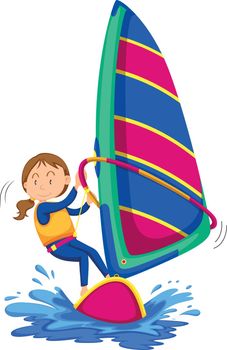 Woman windsurfing in the ocean illustration
