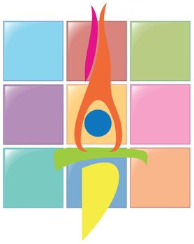 Sport icon for gymnastics with balance beam illustration