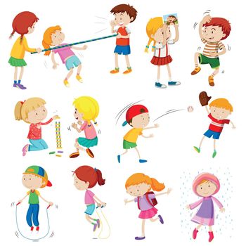 Children doing different activities illustration