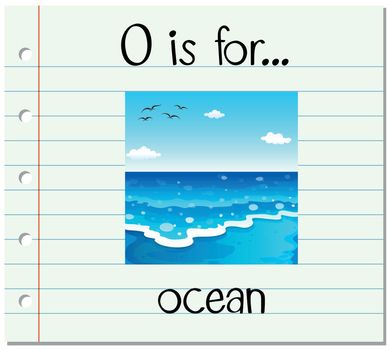 Flashcard letter O is for ocean illustration