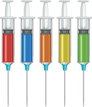 Syringe with liquid medicine inside illustration