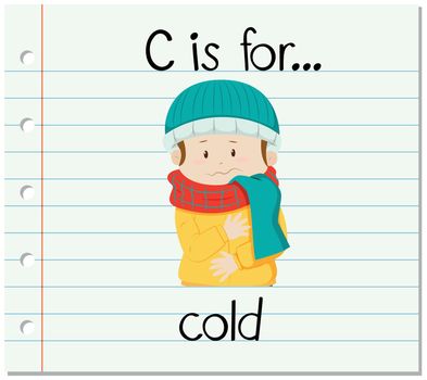 Flashcard letter C is for cold illustration
