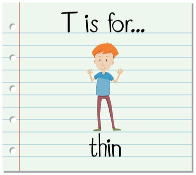 Flashcard letter T is for thin illustration