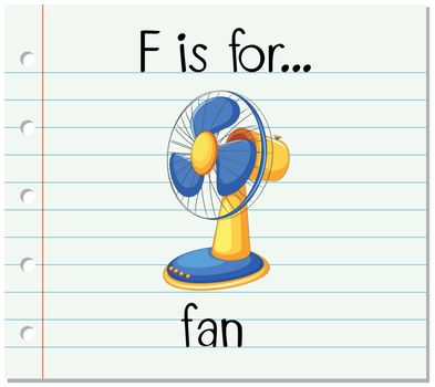 Flashcard letter F is for fan illustration